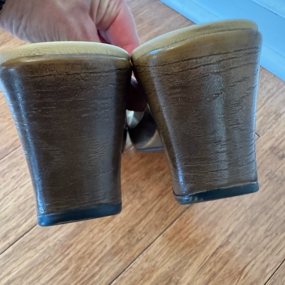 Dansko Sophie Mocha Leather Heel Sandals Womens 38/US 8 Criss Cross - Picture 8 of 11